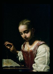 A Girl Sewing